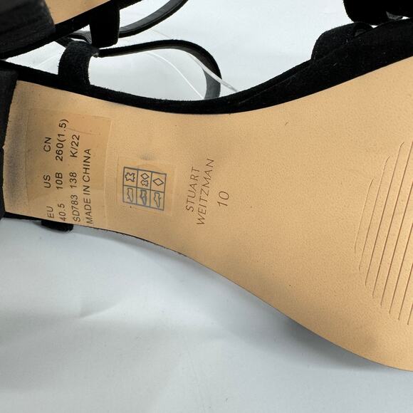 STUART WEITZMAN Keefa Block Heel
Suede Almond Toe Platform‎ Sandals Black - Picture 12 of 12